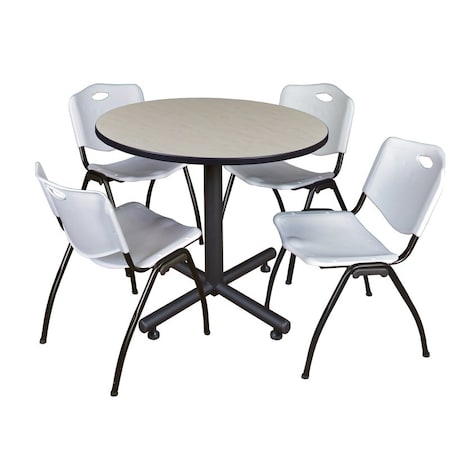 Kobe Kobe Round Table & Chair Set, Wood, Metal, Plastic Top, Maple TKB42RNDPL47GY